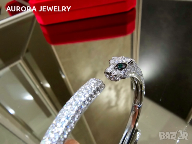 CARTIER Panthere de Cartier White Gold Diamonds Дамска Гривна, снимка 5 - Гривни - 52905115