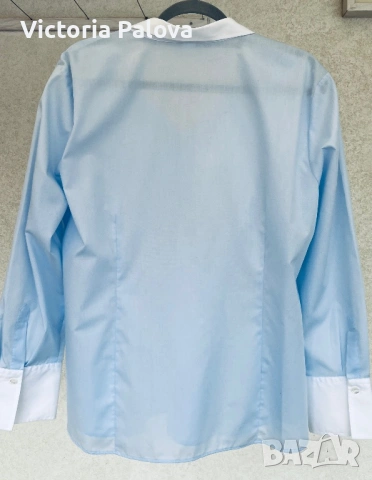 Нова луксозна риза ETERNA Excellent - Небесносиня класика, Памук, р-р 46, снимка 13 - Ризи - 53891363