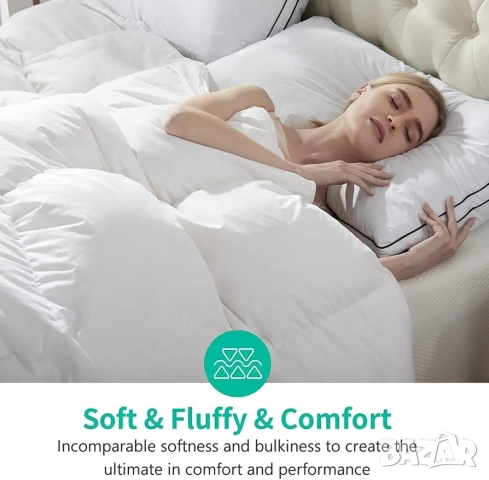 200x200см Премиум Зимна Завивка с Естествен Гъши Пух (1520гр), APSMILE, снимка 8 - Олекотени завивки и одеяла - 52462595