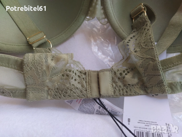 Нов дантелен зелен сутиен с етикет , снимка 4 - Бельо - 53120756