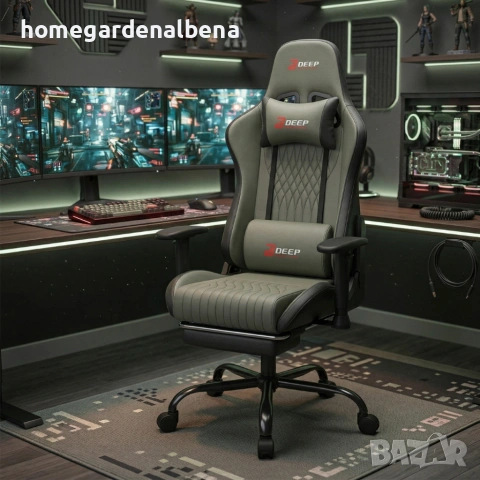 Ергономичен геймърски стол със стойка за крака – комфорт и стил на топ цена!, снимка 4 - Столове - 54045957