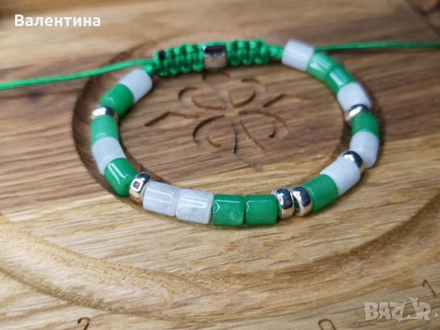 Мъжка/дамска гривна от нефрит, кварц и сребърни мъниста, снимка 1