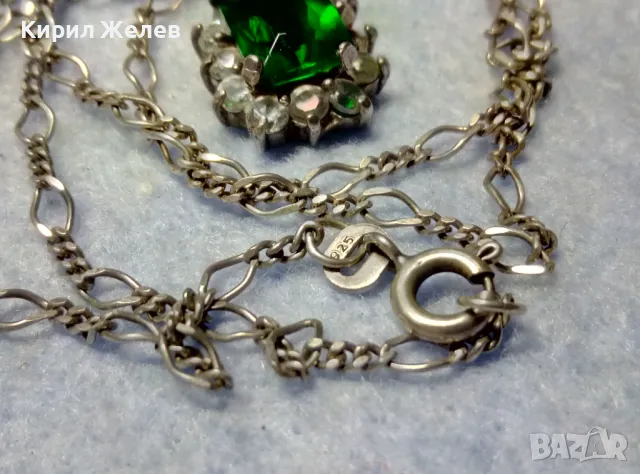 СКЪПОЦЕННО СРЕБЪРНО КОЛИЕ с ПЕНДАНТ СРЕБРО 925 с ГОЛЯМ ЮВЕЛИРНО ФАСЕТИРАН ПЕРИДОТ и ЦИРКОНИ 47569, снимка 8 - Колиета, медальони, синджири - 50072703