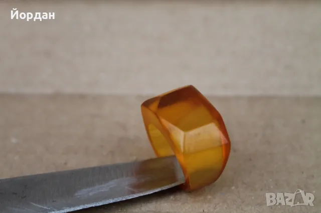 Дамски СССР пръстен балтийски кехлибар, снимка 6 - Пръстени - 47990274