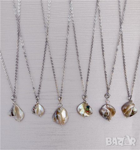 Висулки от седеф с инкрустирани кристалчета, снимка 5 - Колиета, медальони, синджири - 39321140