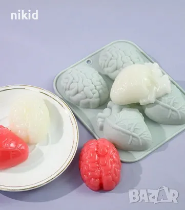 Човешко сърце мозък орган Хелоуин Halloween силиконов молд фондан шоколад гипс сапун желе