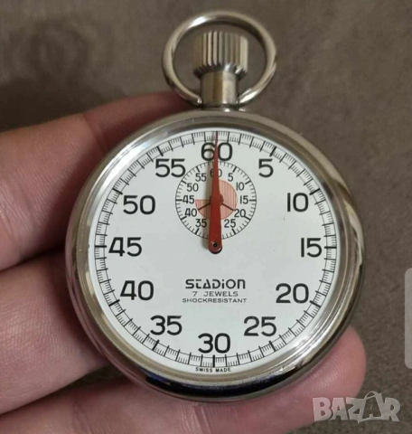 Швейцарски механичен спортен хронометър стоп часовник брой секунди и до 60 минути за спортисти и цен