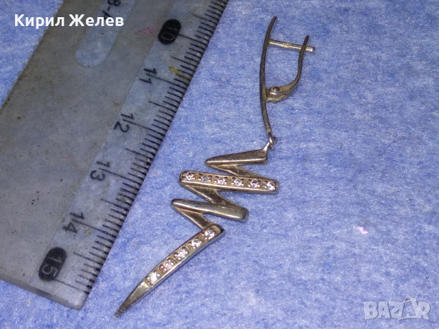 ЕФЕКТНА ФЕШЪН АРТ СКЪПОЦЕННА СРЕБЪРНА ОБЕЦА СРЕБРО 925 с АНГЛИЙСКО ЗАКОПЧАВАНЕ и ЦИРКОНИ 41931, снимка 4 - Обеци - 44721523