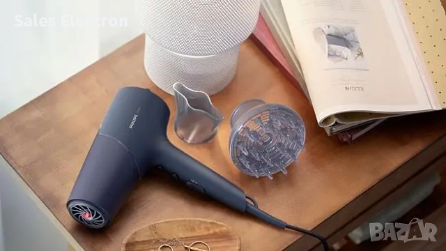 Продавам нов Сешоар, Philips BHD510/00, 2300W, 3 температури, технология ThermoShield, тъмносин, снимка 7 - Сешоари - 54169194