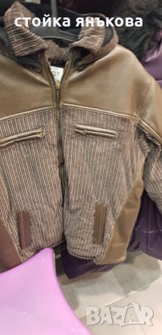 Продавам  тъмно кафяво мъжко яке съчетание на кожа с джинсов плат к