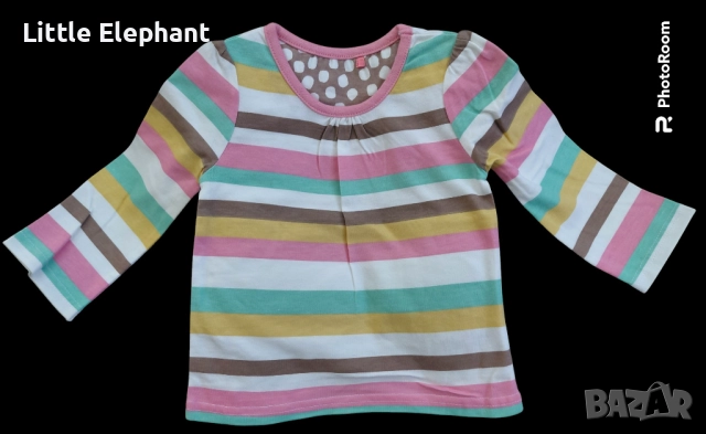 Блузка с дълъг ръкав многоцветно райе за момиченце на 9-12 мес,Англия/нова