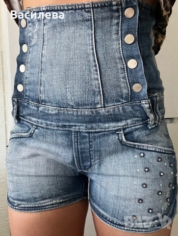 Къси дънки с висока талия, снимка 3 - Дънки - 54224022
