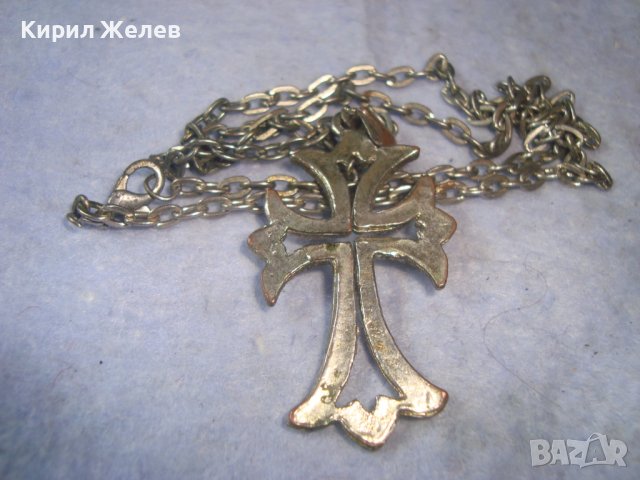 СТАРО ПОСРЕБРЕНО КРИСТАЛНО ШЕФЪН АРТ КРЪСТЧЕ - КОЛИЕ 27493, снимка 6 - Колиета, медальони, синджири - 36928694