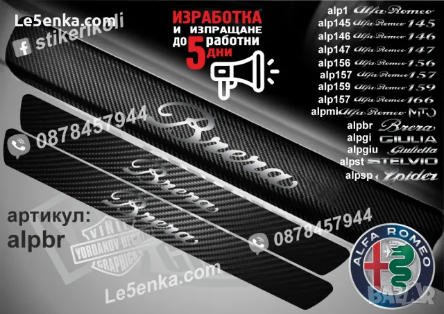 ПРАГОВЕ карбон Alfa Romeo BRERA  фолио стикери alpbr, снимка 1 - Аксесоари и консумативи - 43997438