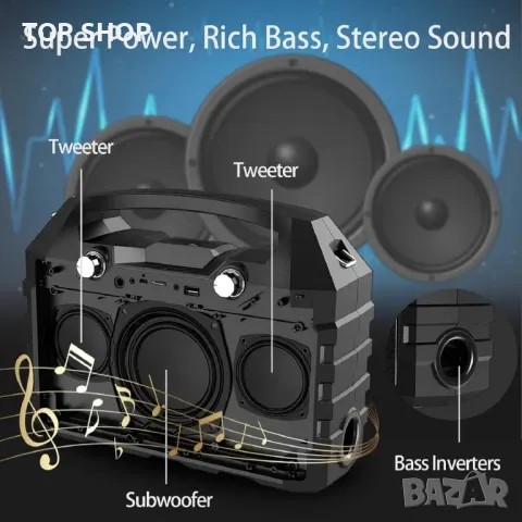 Висококачествена тонколона с микрофони от Hotec Wireless Bluetooth , снимка 8 - Аудиосистеми - 48498369