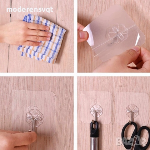 Прозрачна самозалепваща закачалка тип кука, снимка 2 - Други стоки за дома - 52829528