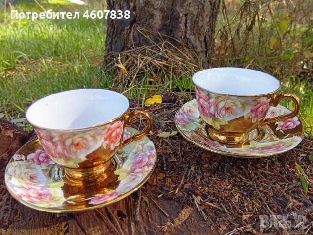 Порцеланови чашки за кафе с позлата