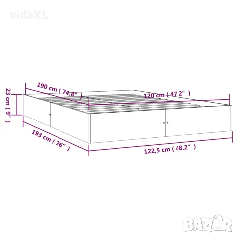 vidaXL Рамка за легло, дърво масив, 120x190 см, Small Double, снимка 9 - Спални и легла - 56147934