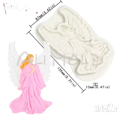 Права жена ангел силиконов молд форма фондан шоколад гипс декор украса , снимка 3 - Форми - 49757431