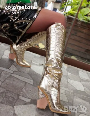 Ботуши на ток - златист крок - B017