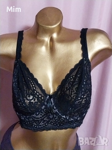 Prima Donna 75 F Черен дантелен сутиен с бежава подплата , снимка 2 - Бельо - 52668358