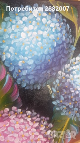 Картина "Хортензия" - маслени бои , снимка 2 - Картини - 31701144