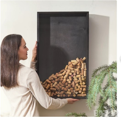 Дървена кутия рамка с прозрачен капак за събиране на коркови тапи и др, снимка 8 - Декорация за дома - 44783671