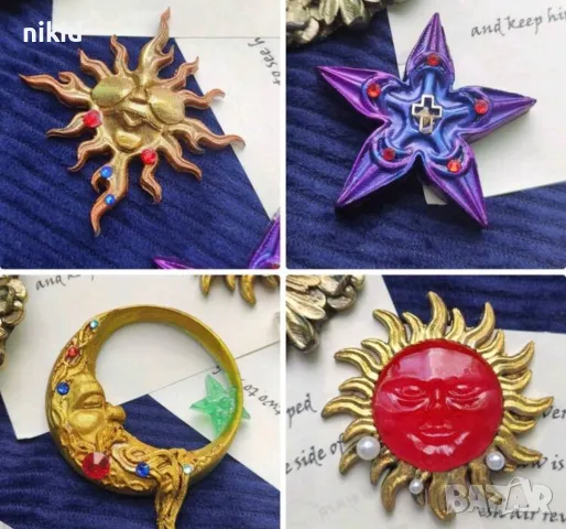 Слънце луна звезда 4 вида силиконов молд форма фондан шоколад гипс декор, снимка 2 - Форми - 50103768