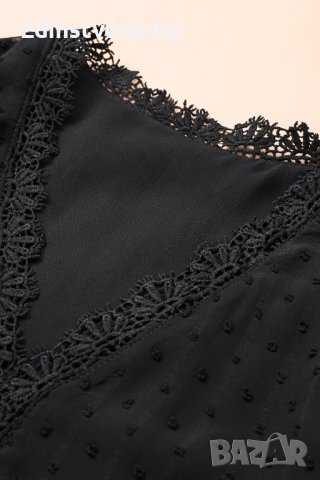 Дамска блуза в черно с дълъг ръкав и принт на точки, снимка 6 - Блузи с дълъг ръкав и пуловери - 42766770