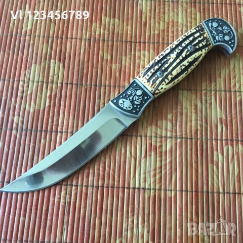 Руски ловен нож-  инкрустирани метални гардове - Алигатор стал 65х13, снимка 1 - Ножове - 34008571