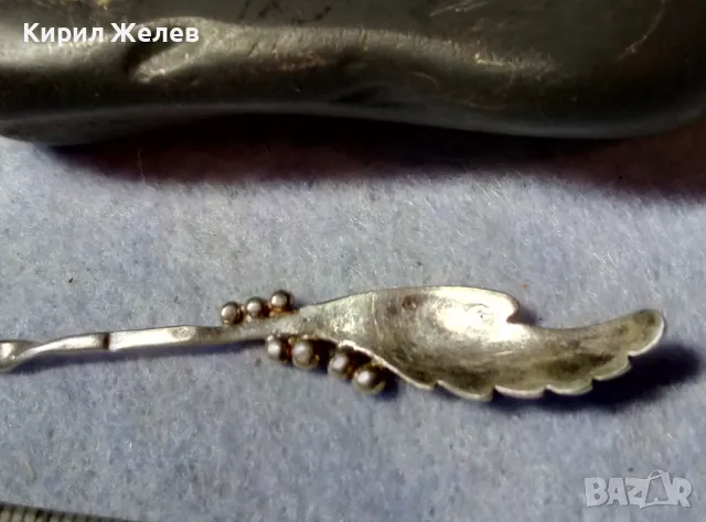 Стара СРЕБЪРНА ИГЛА БРОШКА СРЕБРО 900 с ПОЗЛАТА РЕТРО АРТ БИЖУ ФИНА РЪЧНА МАЙСТОРСКА ИЗРАБОТКА 36996, снимка 6 - Антикварни и старинни предмети - 48901230