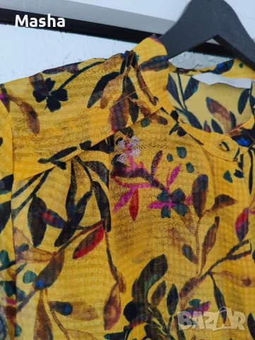 Жълта блуза Nümph с дълъг ръкав и флорален десен, размер 36 (S), снимка 2 - Блузи с дълъг ръкав и пуловери - 56201218