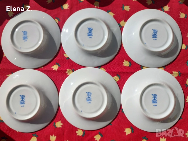 Ръчно рисуван сервиз за кафе и ваза - Kalocsa Унгария, снимка 5 - Сервизи - 52274340