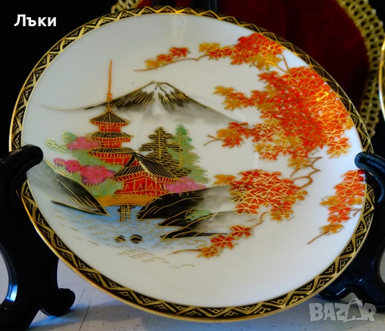 Чиния японски костен порцелан Satsuma Kazan,злато. , снимка 6 - Антикварни и старинни предмети - 54151457