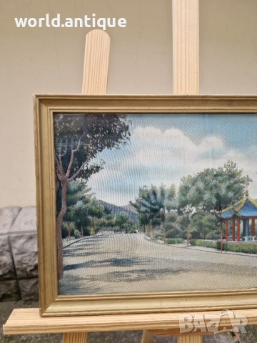 Чудесна антикварна китайска картина коприна автор , снимка 5 - Картини - 52019957