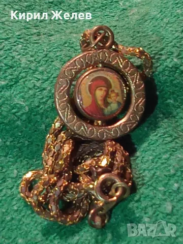 СТАРА ЗЛАТИСТА ДВУСТРАННА ПРАВОСЛАВНА ИКОНКА със ЗЛАТИСТО СИНДЖИРЧЕ 39834, снимка 11 - Антикварни и старинни предмети - 47023017
