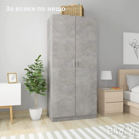 Гардероб, бетонно сив, 90x52x200 см, ПДЧ Код P1160, снимка 6 - Гардероби - 51705048