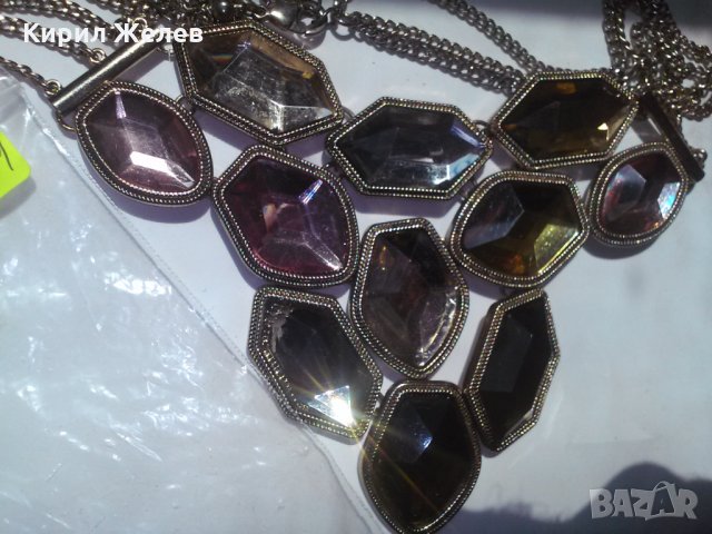 ЗЛАТИСТА ОГЪРЛИЦА с ФАСЕТИРАНИ КРИСТАЛИ 75101, снимка 7 - Колиета, медальони, синджири - 29771755