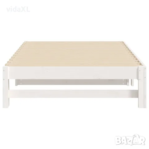 vidaXL Разтегателно дневно легло, бяло, 100x200 см, бор масив, снимка 9 - Спални и легла - 56147952