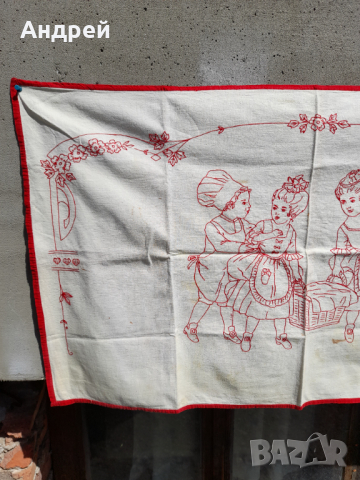 Старинен бродиран ковьор,покривка за стена #118, снимка 2 - Антикварни и старинни предмети - 36551541