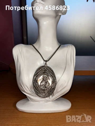 ✨ Масивно сребърно колие с икона – Богородица ✨, снимка 3 - Колиета, медальони, синджири - 53150803