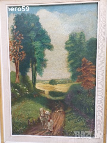 Стара маслена картина(Пейзаж-19 век), снимка 2 - Картини - 37879518