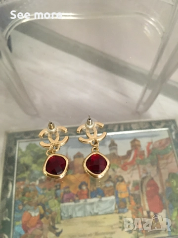 CHANEL обеци с кристали, снимка 4 - Обеци - 52720211