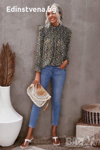 Елегантен дамски топ с флорален принт, снимка 10 - Блузи с дълъг ръкав и пуловери - 40084939