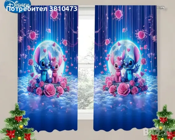 продавам 2 бр. Завеси с Принт на Карикатура на Стич, Затъмняващи Завеси , снимка 2 - Пердета и завеси - 49712542