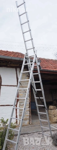 Стълба алуминиева трираменна професионална Aron 3х11 стъпала