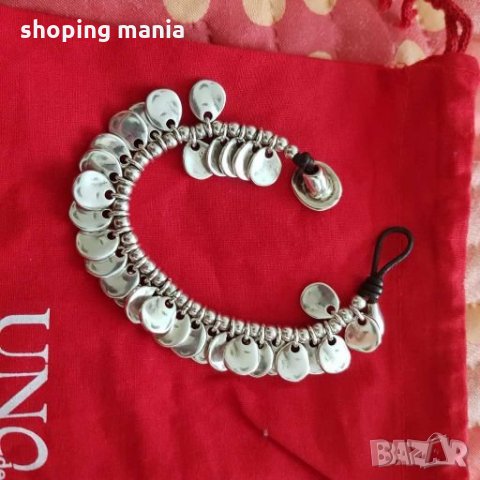 Гривна сребро и кожа, UNOde50, снимка 3 - Гривни - 30481516