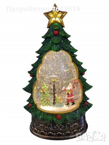 Светеща коледна елха с въртящ сняг, снимка 5 - Декорация за дома - 52329671