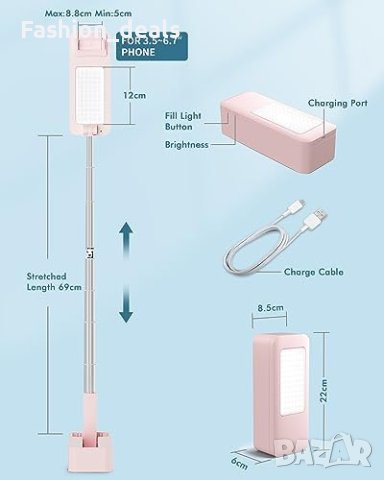 Нова Стойка за селфи с въртене безжична LED светлина за телефон снимане на живо, снимка 2 - Селфи стикове, аксесоари - 42120170