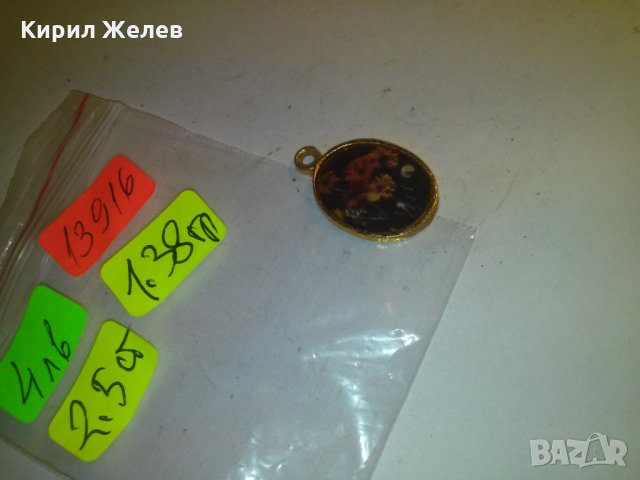 ПОЗЛАТЕН ВИНТИДЖ АРТ МЕДАЛЬОН с ЦВЕТЯ 13916, снимка 2 - Колиета, медальони, синджири - 29844023